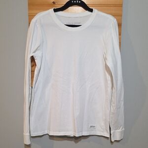 Life is Good Crusher Long Sleeve Tee Womens Medium White Plain Crew Neck Classic